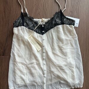 Women’s Vesti Black Lace and White Textured Cami size Small